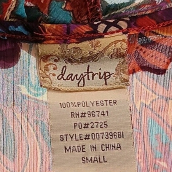 Daytrip Vibrant Paisley semi sheer top Boho Festival Fairycore 70's Vibe - Picture 2 of 10